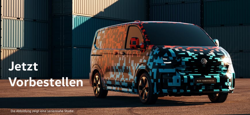 Der neue Volkswagen Transporter - Jetzt Vorbestellen -, Aufnahme von ein seriennahe Studie mit Prototyp Tarnung.
