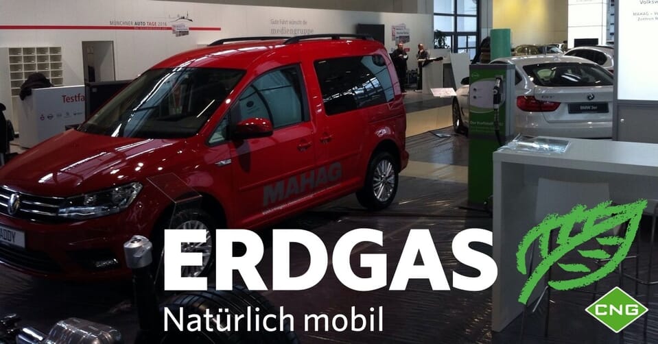 Im Rahmen der f.re.e findet auch 2016 die große Münchner Automobile-Publikumsmesse statt - natürlich wieder mit einer "Sonderschau CNG-Fahrzeuge". Mit dabei: der neue VW Caddy 1.4 TGI mit einer hohen Reichweite, seinen niedrigen Verbrauchs- und Emissionswerten. Ebenso am Stand zu sehen ist der Golf Variant TGI und sein Zwiling steht zum Probefahrten bereit. Kompetente Fachberater stehen für alle Fragen bereit.