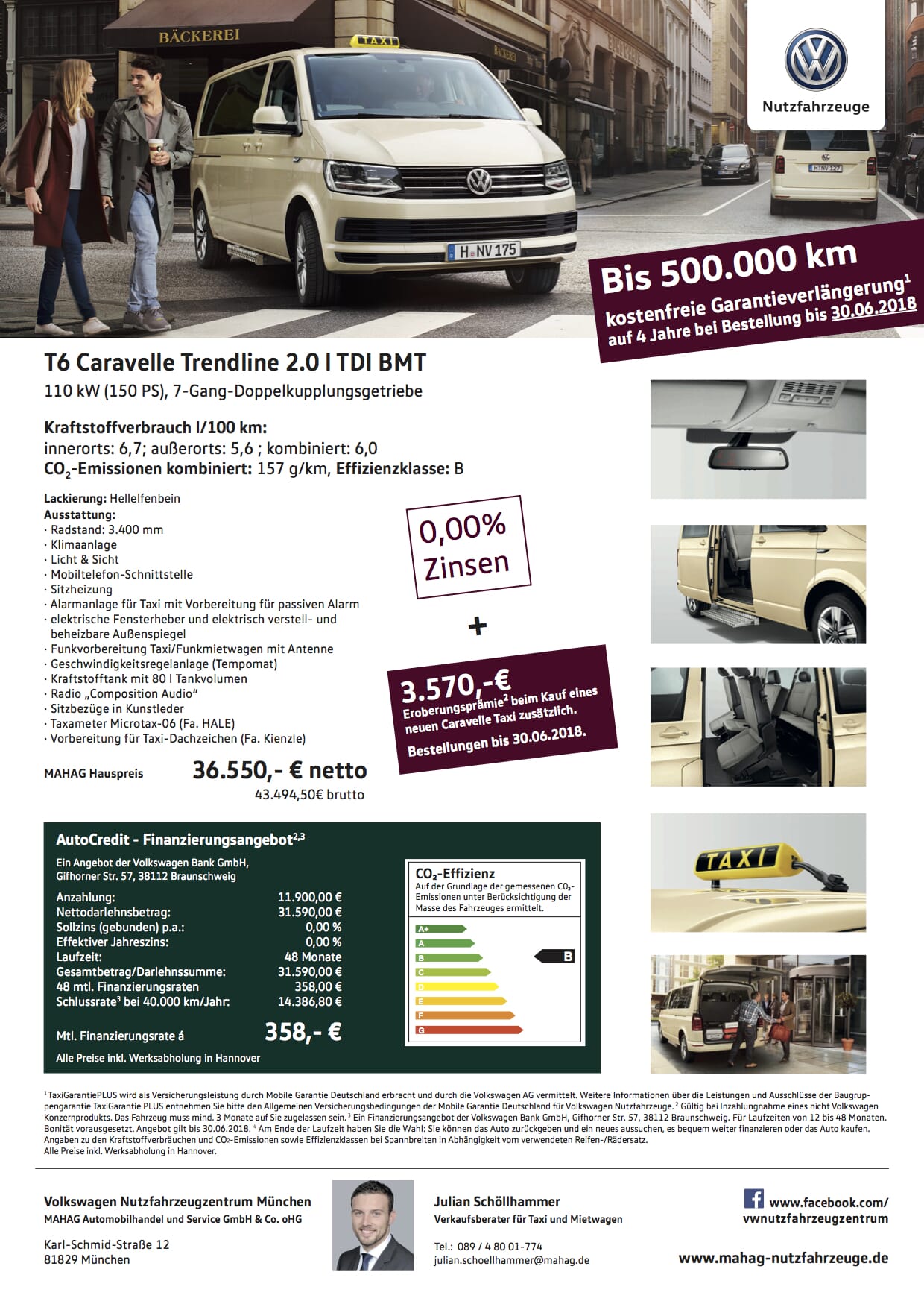 Volkswagen Caravelle Taxi Angebot Mahag Munchen