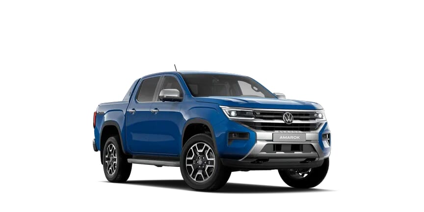 amarok-ico Frontansicht eines blauen Volkswagen Amarok, leistungsfähig und robust für alle Geländetypen.