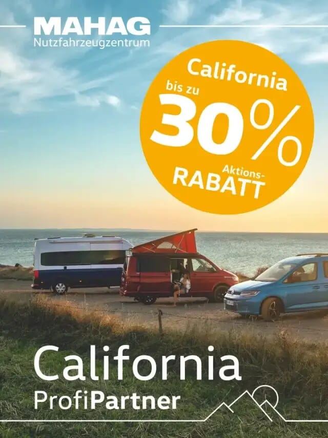 Volkswagen California Rabatt: bis zu 30% Preisnachlass