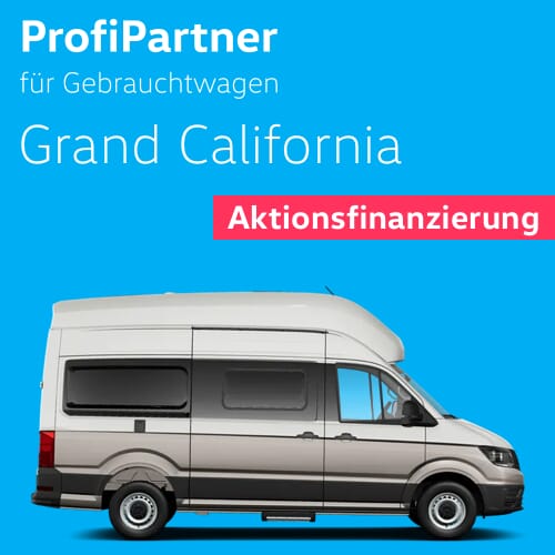 VW Grand California Gebrauchtwagen und Jahreswagen Finanzierungs-Aktion von MAHAG Volkswagen Nutzfahrzeuge Profi Partner für Gebrauchtwagen.