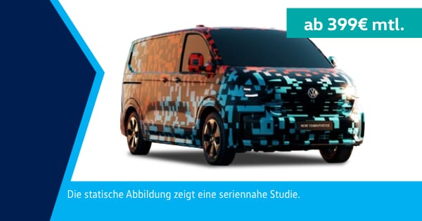 Volkswagen Transporter neu 2024. Leasing Angebot für 399 € monatlich.