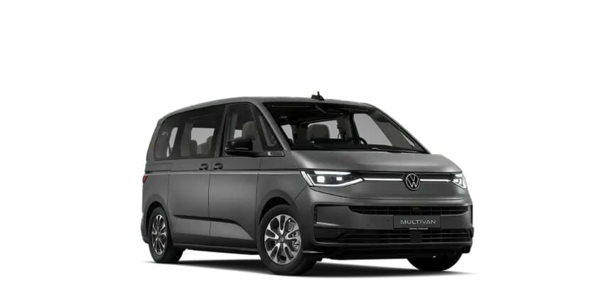 multivan-t7-ico-2007 Frontansicht eines dunkel-graues Volkswagen Multivan T7, vielseitig und komfortabel für Familien.